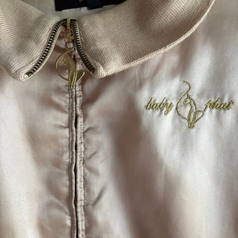 Baby Phat Women's 2X‎ Champagne Bomber Jacket Embroidered Logo Y2K - Picture 4 of 16